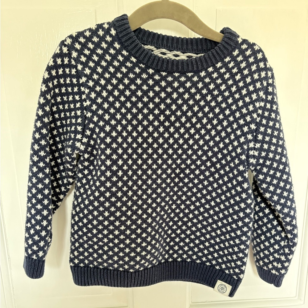 Navy and White Patterned Toddler Sweater
